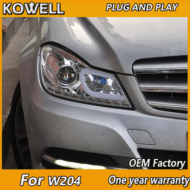 

KOWELL стайлинга автомобилей Светодиодный ная фара для Benz W204 фары 2011-2014 C180 C200 C260 светодиодный ные фары светодиодный L H7 hid Биксеноновые линзы