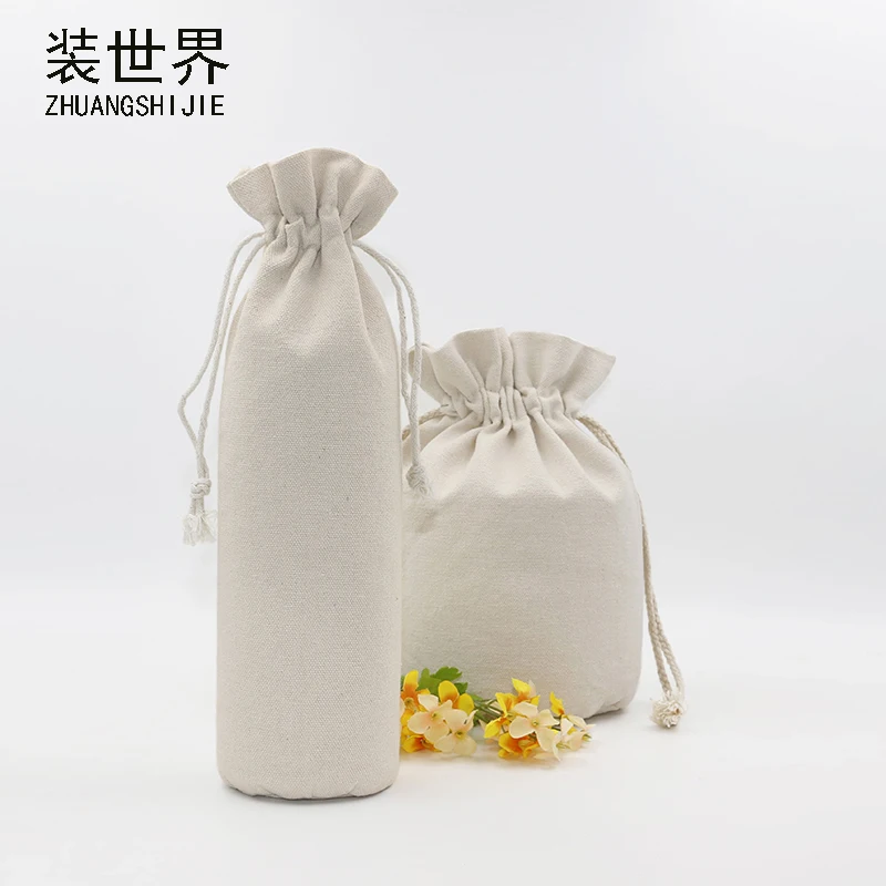1 шт. 8*35 см пользовательские логотипы напечатаны хлопковые холщовые сумки для хранения мешок на шнурке мешок для еды бутылки мешок цена