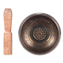 Изысканный 3,9 дюймов ручной работы тибетский колокольчик металлическая Поющая чаша с нападающим для буддизма буддийская медитация и заживление, релаксация