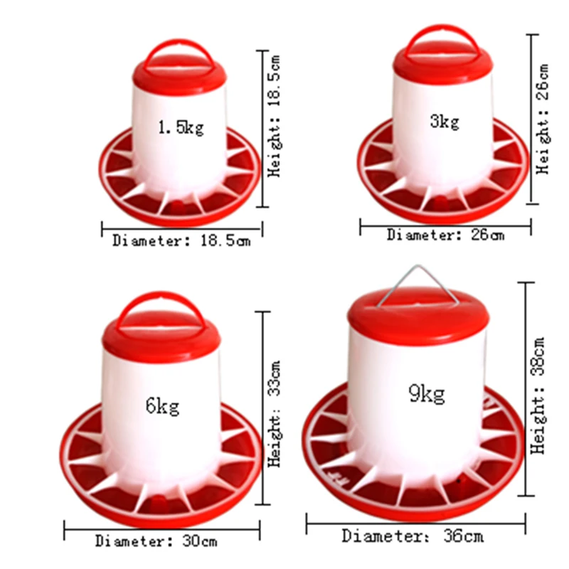 Курицы подачи инструмент кг/3 кг/6 кг Пластик Еда Фидер ведро курочка, цыпленок курица птицы ручка для крышек кастрюль подачи воды