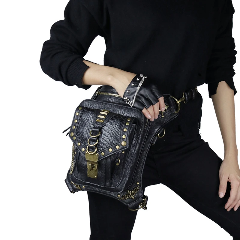 Norbinus Женская стимпанк сумка на бедро Готический женский пояс на бедра сумка панк рок мужские сумки через плечо мотоциклетная сумка на плечо