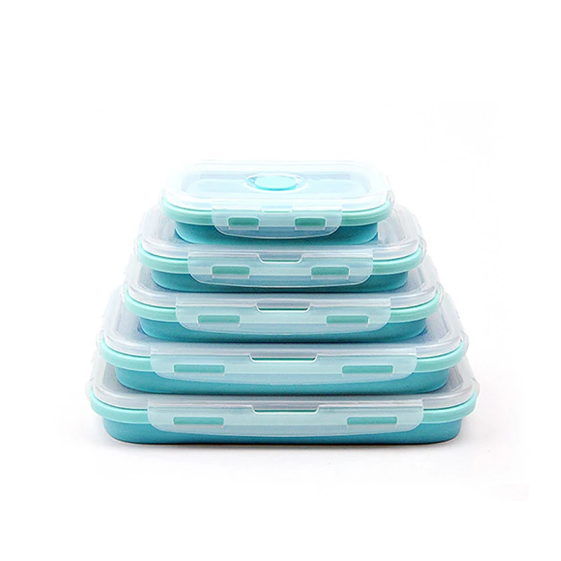 

Large Eco Silicone Collapsible Meak Kit Lunch Box Home Bento Lunch Box Food Storage Container Microwave Safe