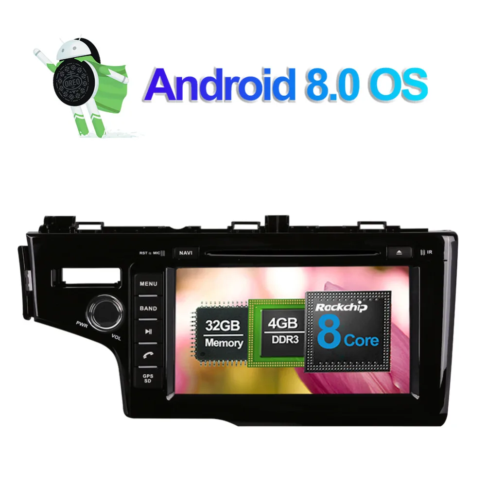 Sale Android 8.0 Octa Core 4GB+32GB Car PC GPS Head Unit For Honda Fit/Jazz Left Hand Driving 2014- Radio Stereo Bluetooth Video Wifi 2