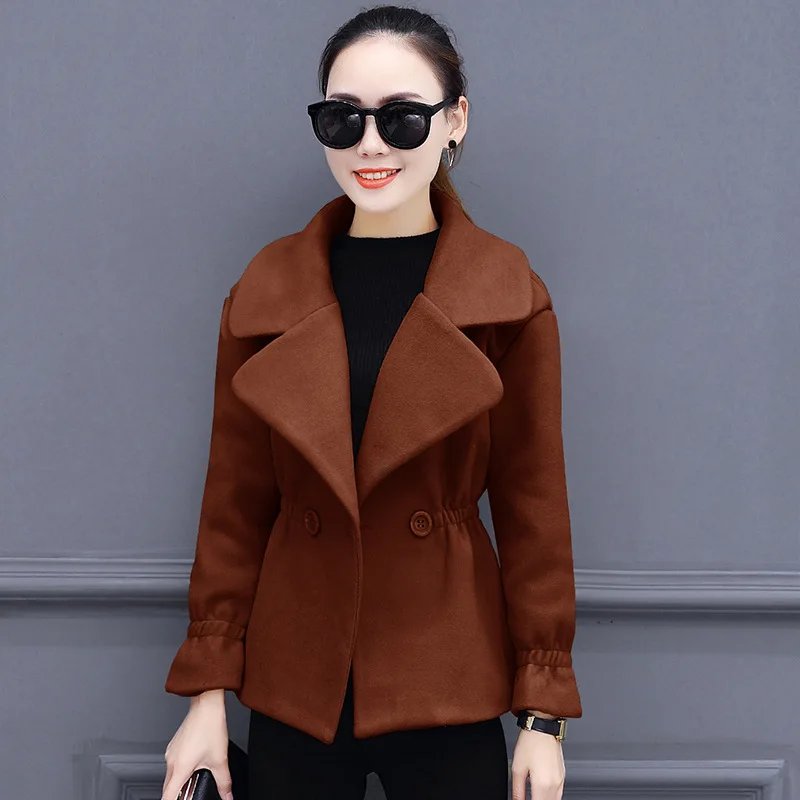 2018 Winter Short Woolen Coat Female Jacket for Women Coffee Red High Quality Wool Coat Elegant Slim Women Woolen Warm Overcoat