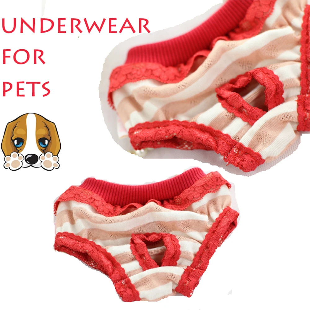 Female Cute Pet Dog Panty Stripe Pants Underwear Cute Short Cotton Pet