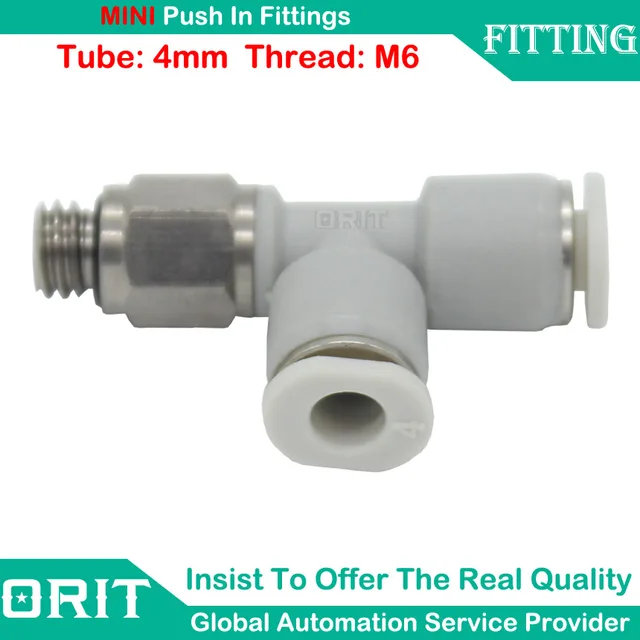 10Pcs/Lot PD4 M6 Pneumatic Push In Fittings M6 Thread Run Tee 4mm OD