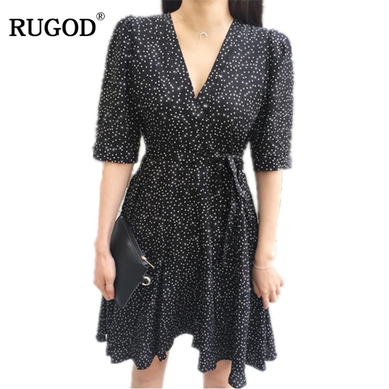 RUGOD 2018 женское модное повседневное богемное шикарное платье Элегантное с v