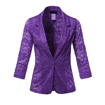

Women's Jacket Women's Fashion Casual Jacket Women's Solid Color Flower Lace Single Button Jacket Women's Business Formal Jacket