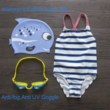 Купальная Одежда для девочек милый детский купальный костюм с Плавательная шапочка, купальный костюм для маленьких девочек одежда для плавания для детей