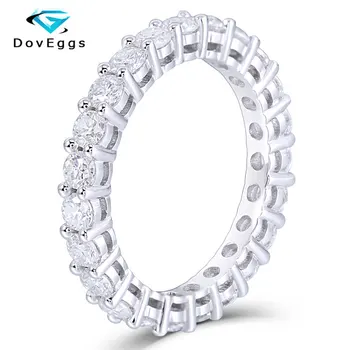 

DovEggs Solid 14K White Gold 2.5mm F Color Hearts and Arrows Moissanite Eternity Ring for Women Classic Matching Wedding Band