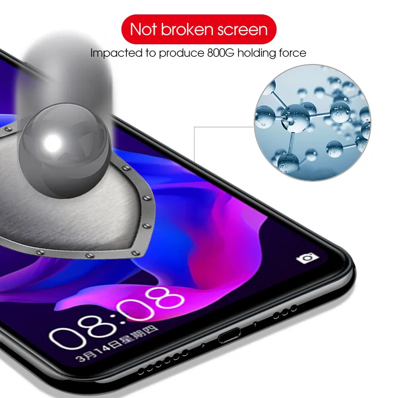Истинное 5D закаленное стекло с закругленными краями на клеевой основе для Huawei P20