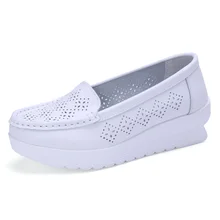 2016 fashion genuine leather women flats spring and autumn color block single shoes for woman Leisure mother shoes