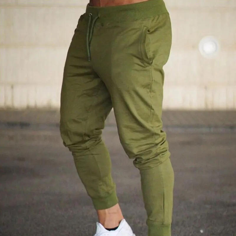 Bodybuilding Sports Pants Men Cool American Style Running Fitness Small Leg Active Pants Gym Training Pants Skinny Trousers