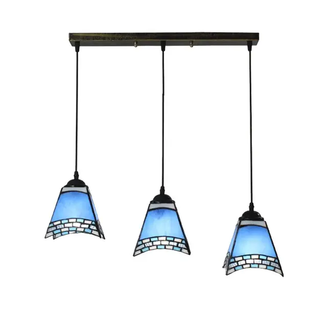 Blue Tiffany Restaurant Pendant Lamp Mediterranean Bar Pendant Lights