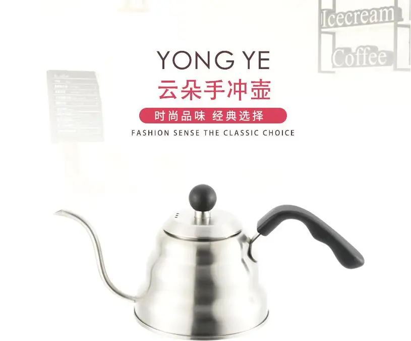 1 LTea Pot утолщенная нержавеющая сталь ручной кофейник длинный рот капельная Ретро кофейник