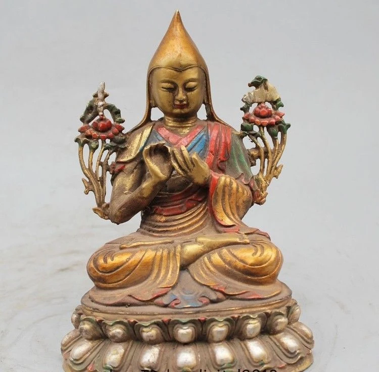 8 &quotКитайская тибетская бронза буддизм статуя Будды ламы Je Tsongkhapa | Дом и сад