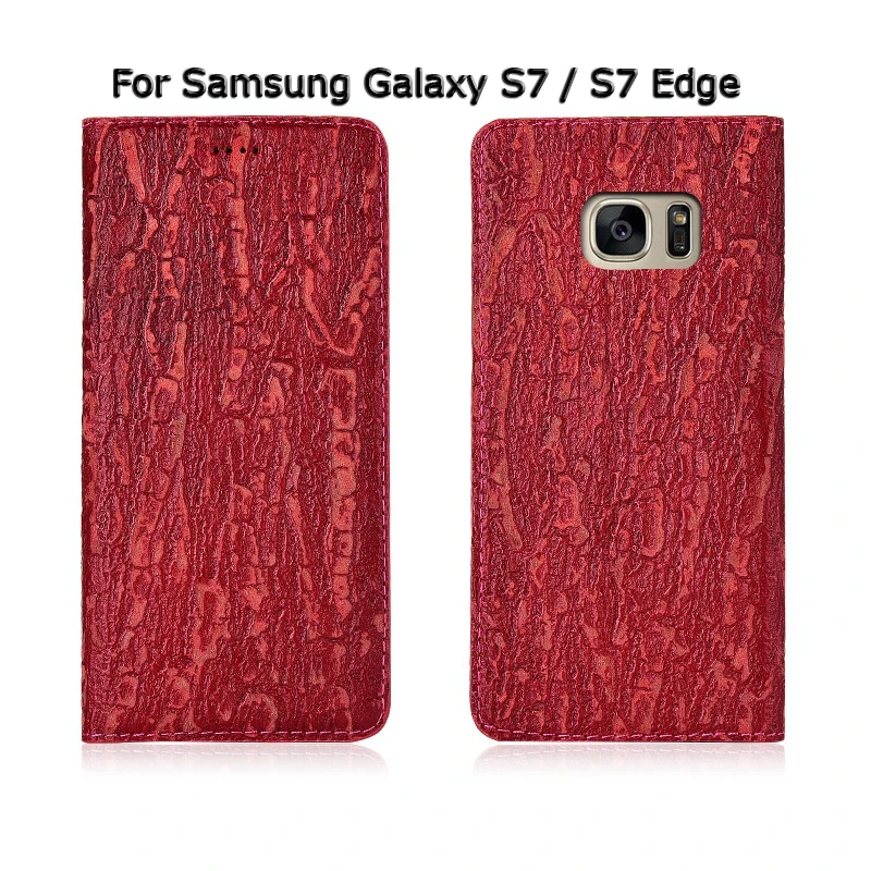 Дерево текстуры из натуральной кожи Магнитная чехол для телефона для Samsung Galaxy S6 S7 S8 S9 Edge Plus флип чехол