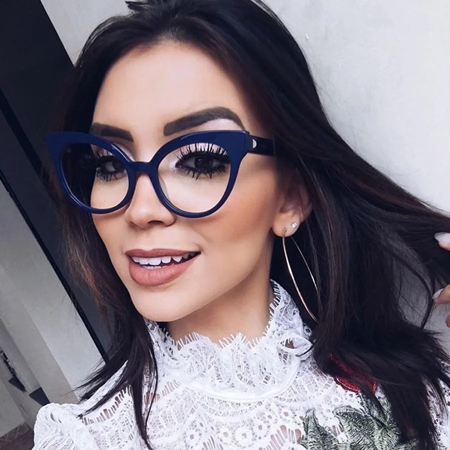 

Sexy Cat Eye Eyewear Frame Glasses Clear Women Luxury Brand Eyeglasses Retro Contrast Spectacle Frame Korea Glasses Clear Men