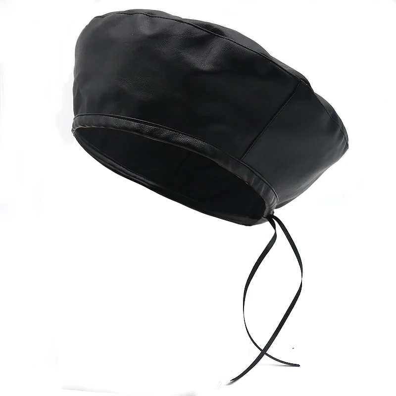 

2018 new unisex Faashion leather berets adjustable all matched beret cap black cap hat casual caps street style hats wholesale
