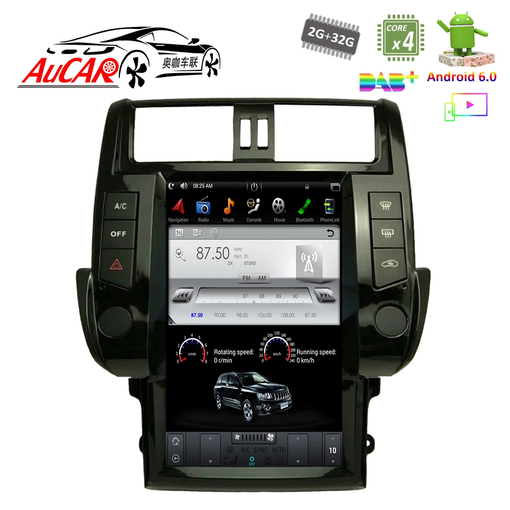 

Android Tesla Style 13.6" GPS Navigation for Toyota Prado car 2010 - 2013 Bluetooth GPS Radio WIFI 4G AUX FM AM