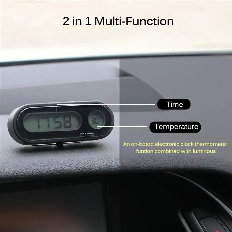 2 в 1 Multi-function lcd экран автомобильные цифровые часы светодиодный подсветка авто часы Автомобильный термометр гигрометр часы с орнаментом