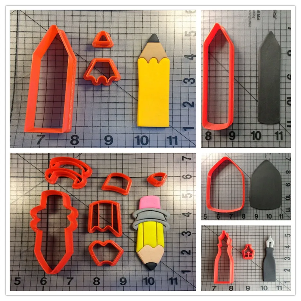 

Pencil Series Cookie Cutter Set Cake Decorating Tools Custom Made 3D Printed Fondant Cupcake Tools Kitchen Accessories