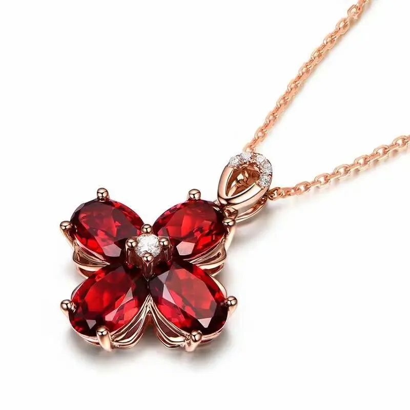 

SHILOVEM 925 silver natural garnet pendants send necklace classic wholesale Fine women gift 2018 new plant xkz040601ags