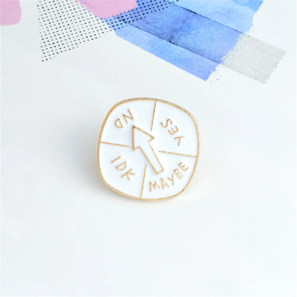 New "YES,NO,IDK,MAYBE" Spinning Decision Enamel Pins Funny Pins Lapel