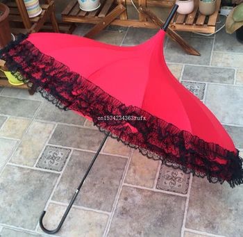 

10pcs Lace Umbrellas Elegant Semi-automatic Lace Golf Umbrella Fancy sunny and rainy Pagoda Umbrellas Wholesale