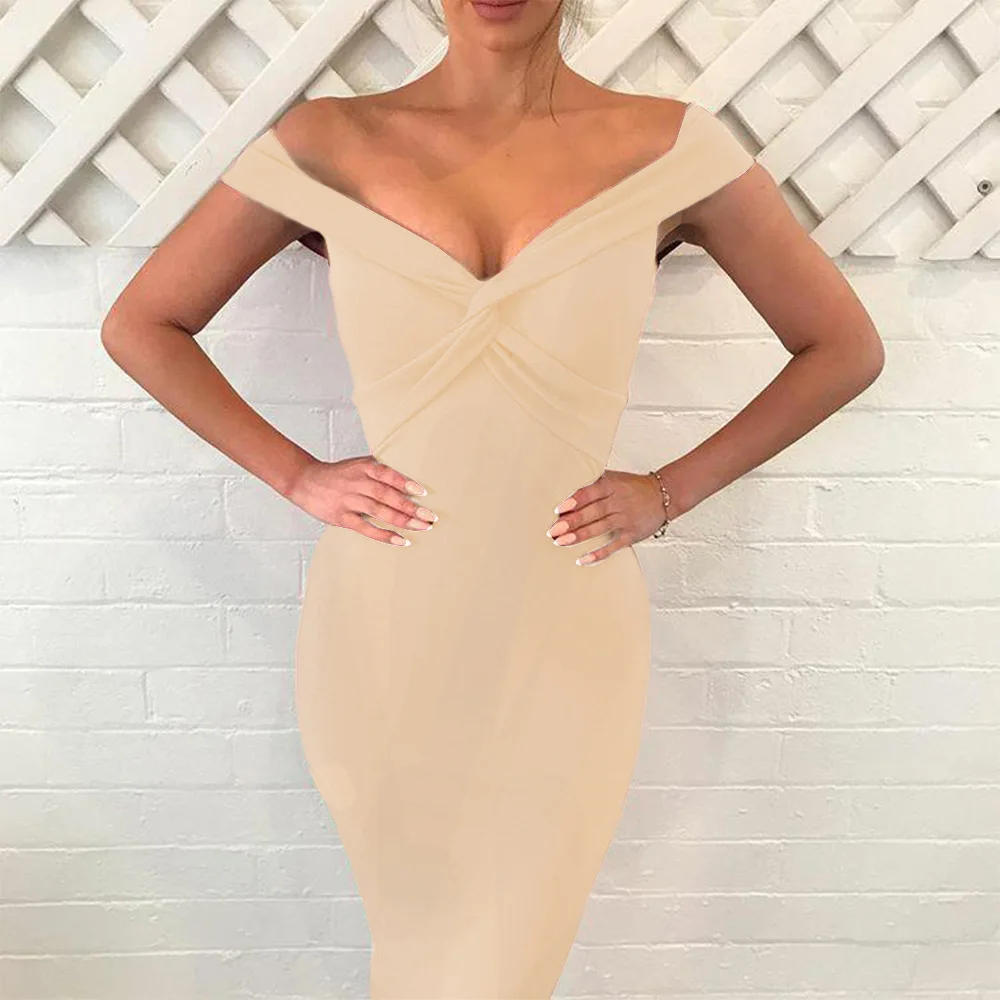

JSMY 2019 New Summer Fashion Women Deep V Slim Banquet Dress Pack Hip Dress Party Dress