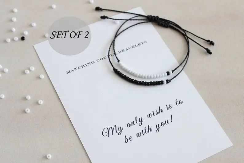 G.YCX White Black Charm Miyuki Couple Bracelet Set Custom His and Her Morse Code Bracelets Femme Anniversary Wedding Party Gifts G.YCX White Black Charm Miyuki Couple Bracelet Set Custom His and Her Morse Code Bracelets Femme Anniversary Wedding Party Gifts