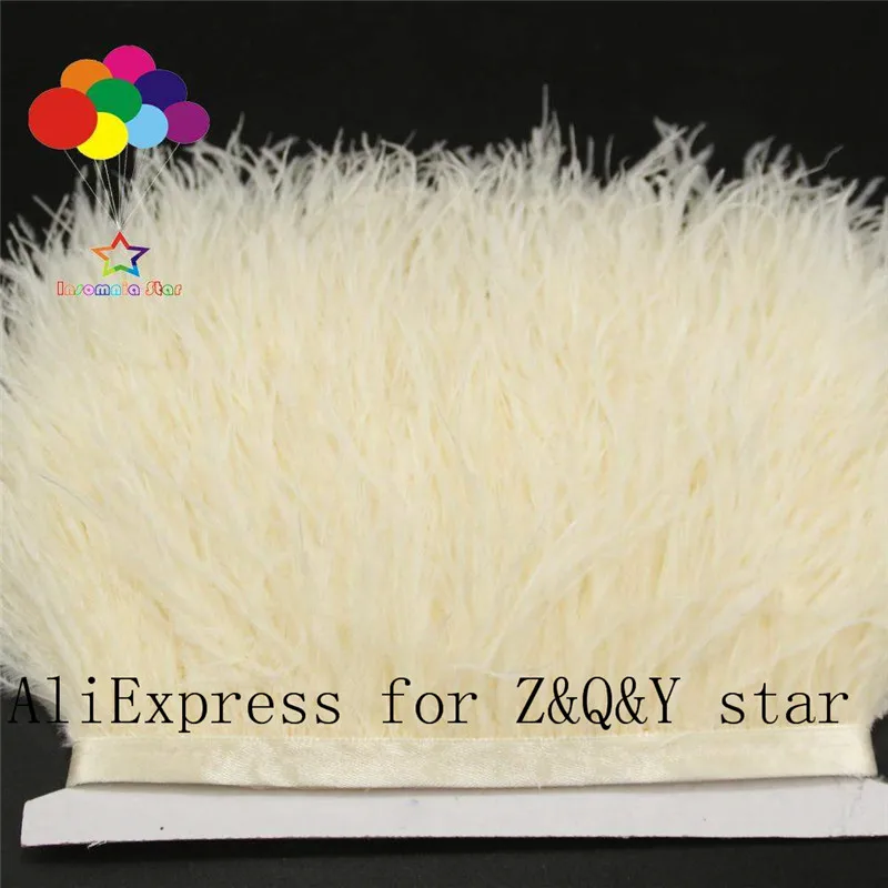 

Z&Q&Y natural beautiful ostrich hair dyed light yellow fabric edge DIY clothing show cloth crafts jewelry decoration accessories