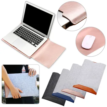 

Fashion Ultra Thin Synthetic Leather Woolen Felt Sleeve Bag Pouch Case For 11" 13" 15" Laptop Sleeve Bag For macbook air 11" 13"
