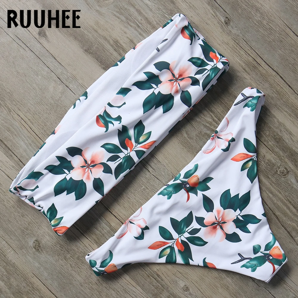 Купальник бикини RUUHEE женский купальник 2018 комплект с цветочным принтом