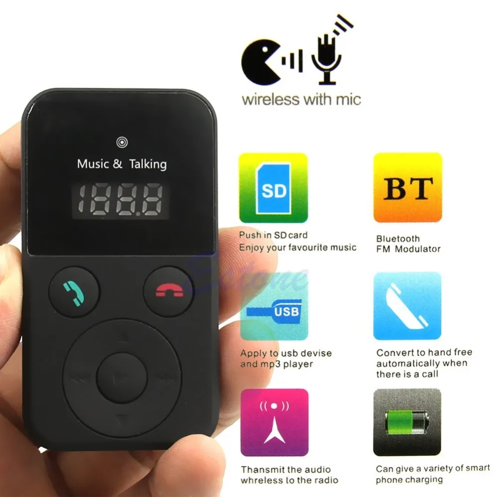 Автомобильный комплект громкой связи Bluetooth беспроводной fm-передатчик USB SD lcd пульт дистанционного MP3 w/Mic