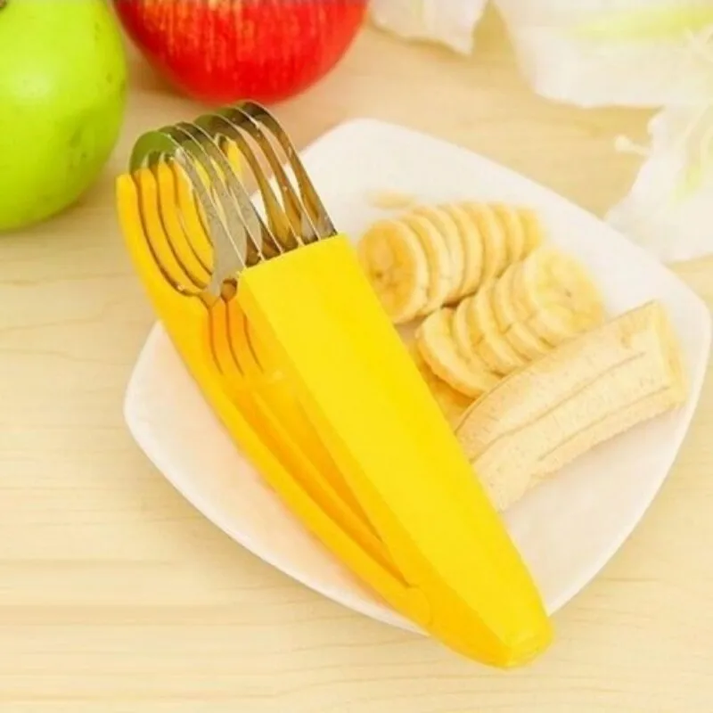 WHISM Banana Slicer Chopper Cutter Plastic Banana Salad Make Tool Fruit Salad Sausage Cereal