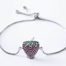 Золотая, серебряная цепочка micro pave cz Циркон кубический цирконий веревочный браслет с регулировкой макраме xy432 клубника браслет бижутерия