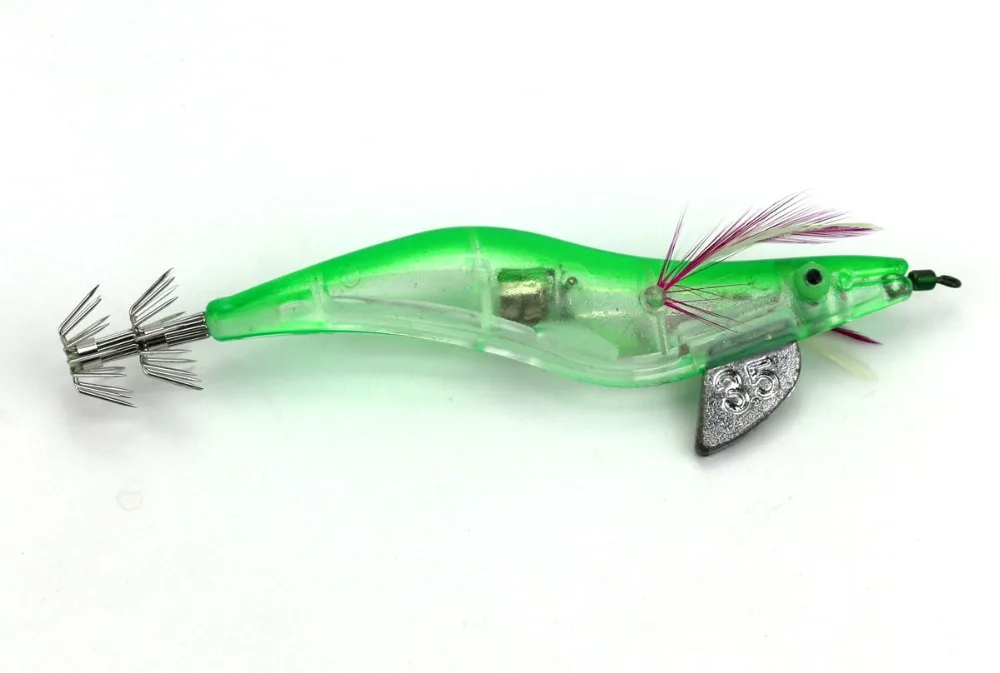 Eletrônico Camarão Pesca Iscas 12.8cm 29g Lulas Artificiais Ganchos Jigs Lula Isca Pena Chumbo Cabeça Tackles 10 Pçs 4 isca pena chumbo cabeça pesca tackles