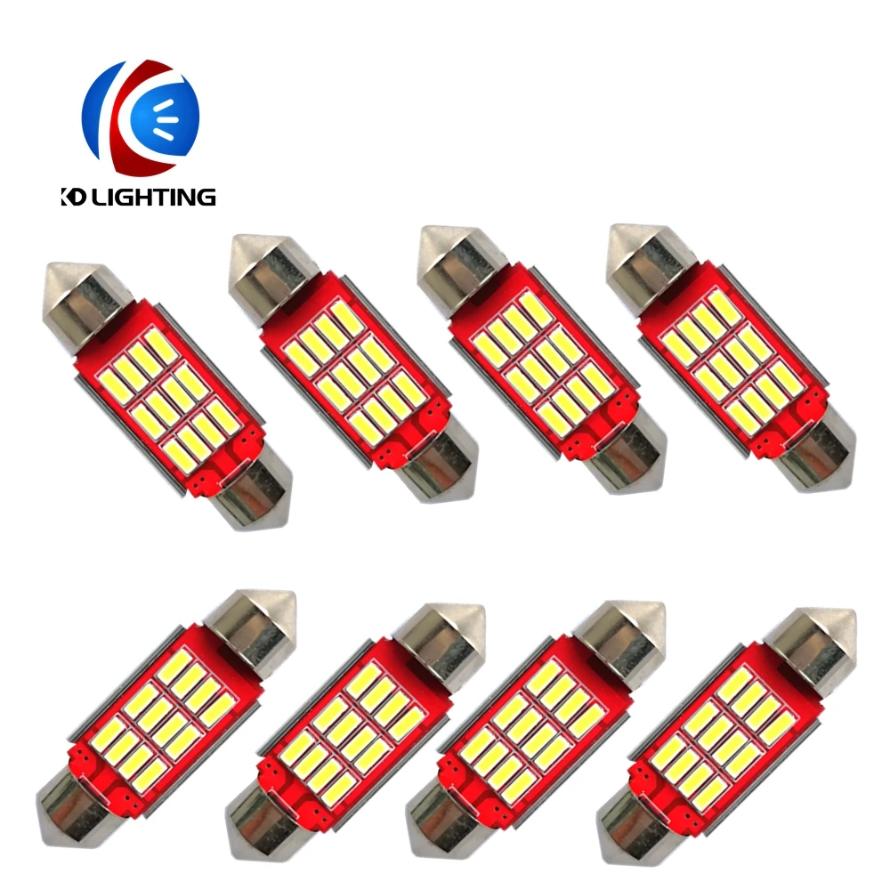 KD 100 шт. Автомобильные светодиодные лампы FT Festoon 3014 12SMD Canbus для чтения