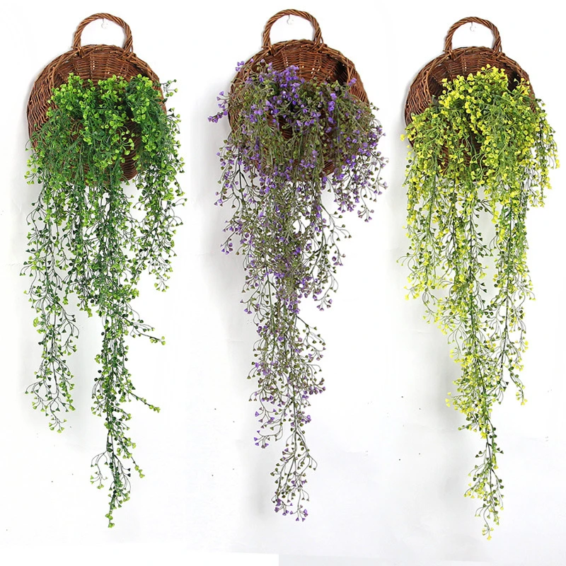 

Artificial real touch pine needle wall hanging vine simulation leaves home wedding party green plant wall decoration