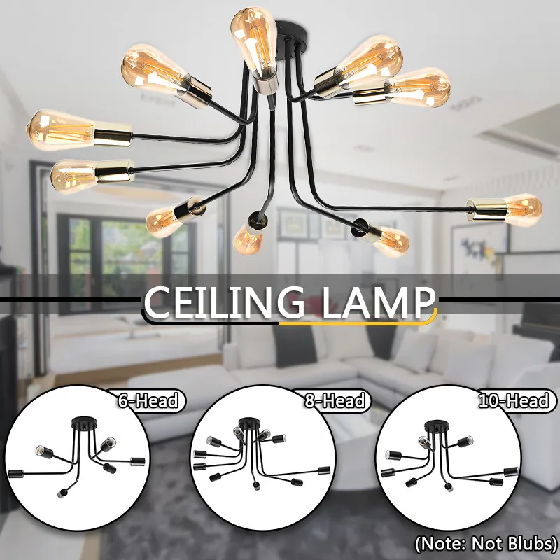 

Smuxi E27 6/8/10 Way Light Industrial Vintage Modern Pendant Light Lamp For Living Dinning Bed Room