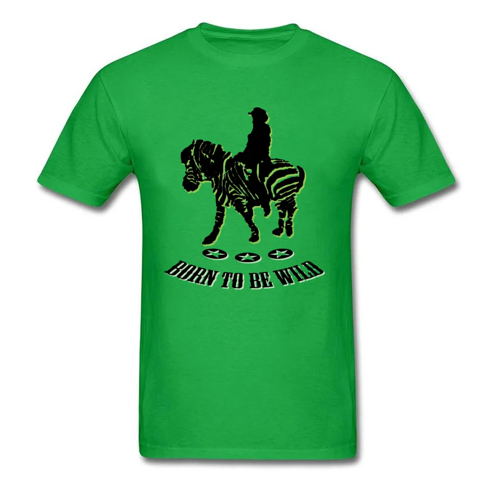 riding zebra Cotton Fabric Tops Shirts for Men Slim Fit T Shirts Crazy Plain Crewneck Tops Tees Short Sleeve Wholesale riding zebra green