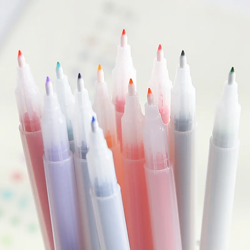 12 шт./компл. 0,4 см Разноцветные маркеры модная простая маркерная ручка креативная граффити живопись письменная ручка для детей обучающий инструмент