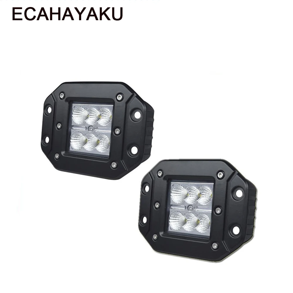 

2Pcs Flush Mounting 4 inch Square LED Work Light Bar 18w Spot Flood Bumper Light Car-styling for Off-road Trucks 4x4 SUV ATV 12V
