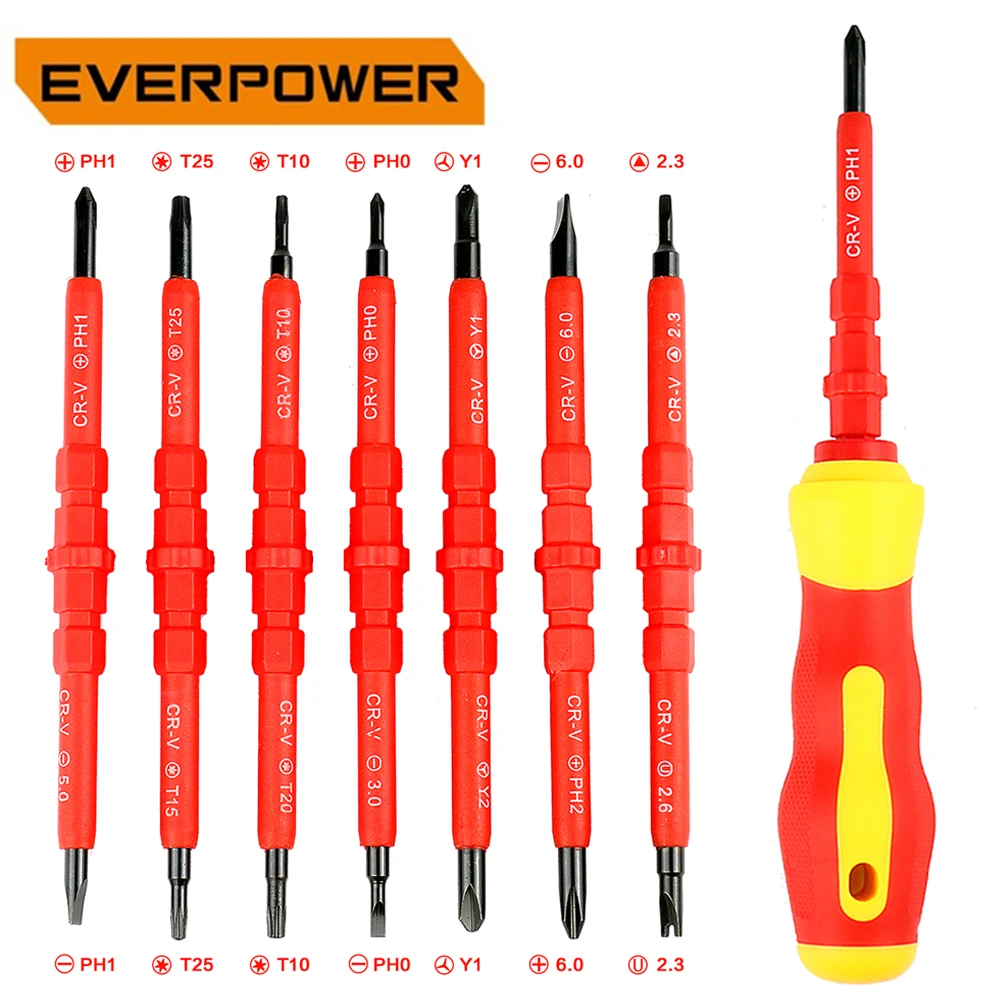 Everpower 8PCS Insulation Screwdrivers Set Insert Screwdriver Handle