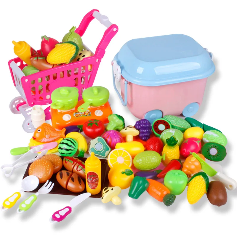 Classic toys for children pretend play set kids kitchen toys cutting fruit vegetable storage basket cart pan roll playing game Classic toys for children pretend play set kids kitchen toys cutting fruit vegetable storage basket cart pan roll playing game
