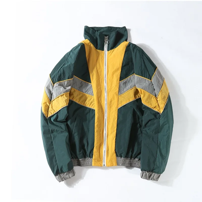 

Vintage Multicolor Color Block Patchwork Windbreaker Jackets Spring Autumn Hip Hop Streetwear Zip Up Track Casual Jackets,6614