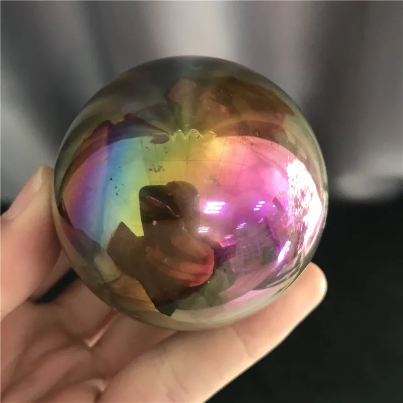 

Deap Price!5cm Hand Carved Natural Angel Aura Quartz Crystal Sphere Ball For Healing Crystal Decoration TY