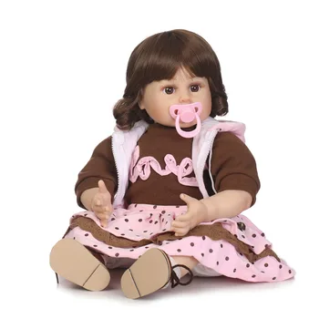 

Nicery 20-22inch 50-55cm Bebe Reborn Doll Soft Silicone Boy Girl Toy Reborn Baby Doll Gift for Children Brown Clothes Baby Doll