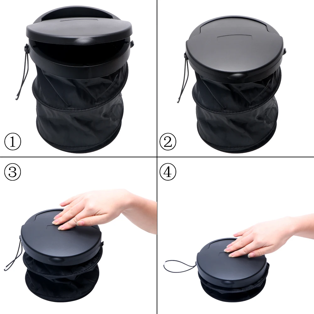 YOSOLO Storage Box Hook Pop-up Dust Rubbish Case Hanging Car Organizer Folding Garbage Bin Car Trash Leak proof Portable Bags